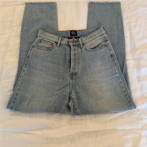 BDG High-Waisted Slim Straight Jeans in Light Blue Wash Jeans